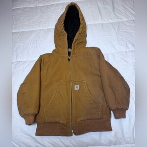 Carhartt Jacket Toddler 4T Quilt Lined Duck Canvas Full Zip Hooded Unisex